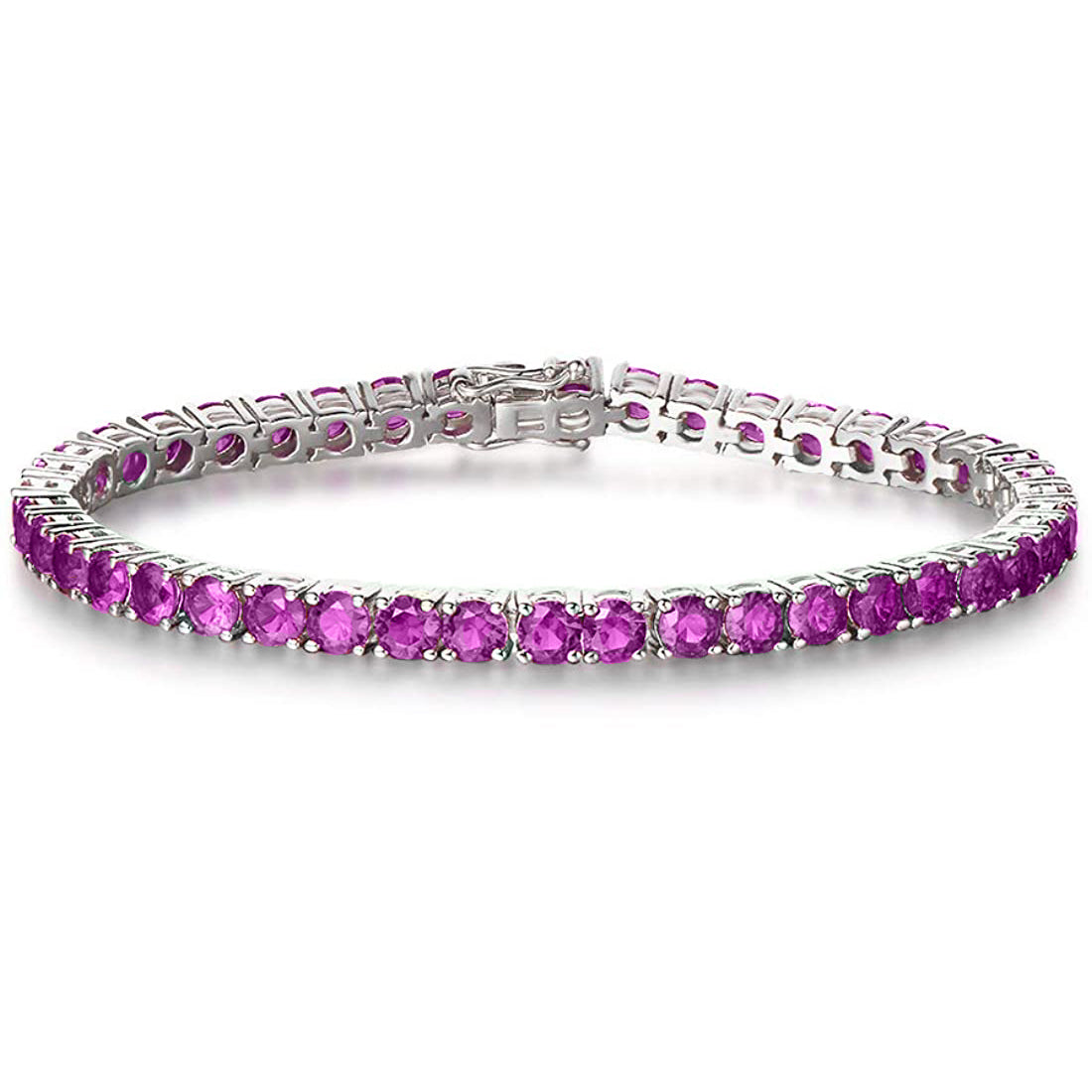 8.00 Cttw  Amethyst Crystal Tennis Bracelet in Silvertone ITALY (10+ Options)