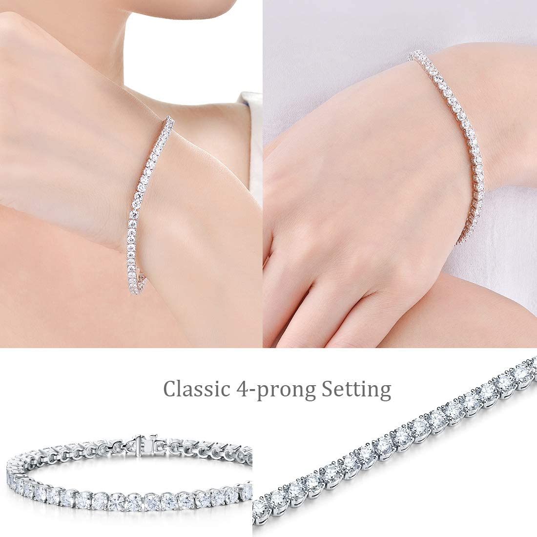 8.00 Cttw  Amethyst Crystal Tennis Bracelet in Silvertone ITALY (10+ Options)