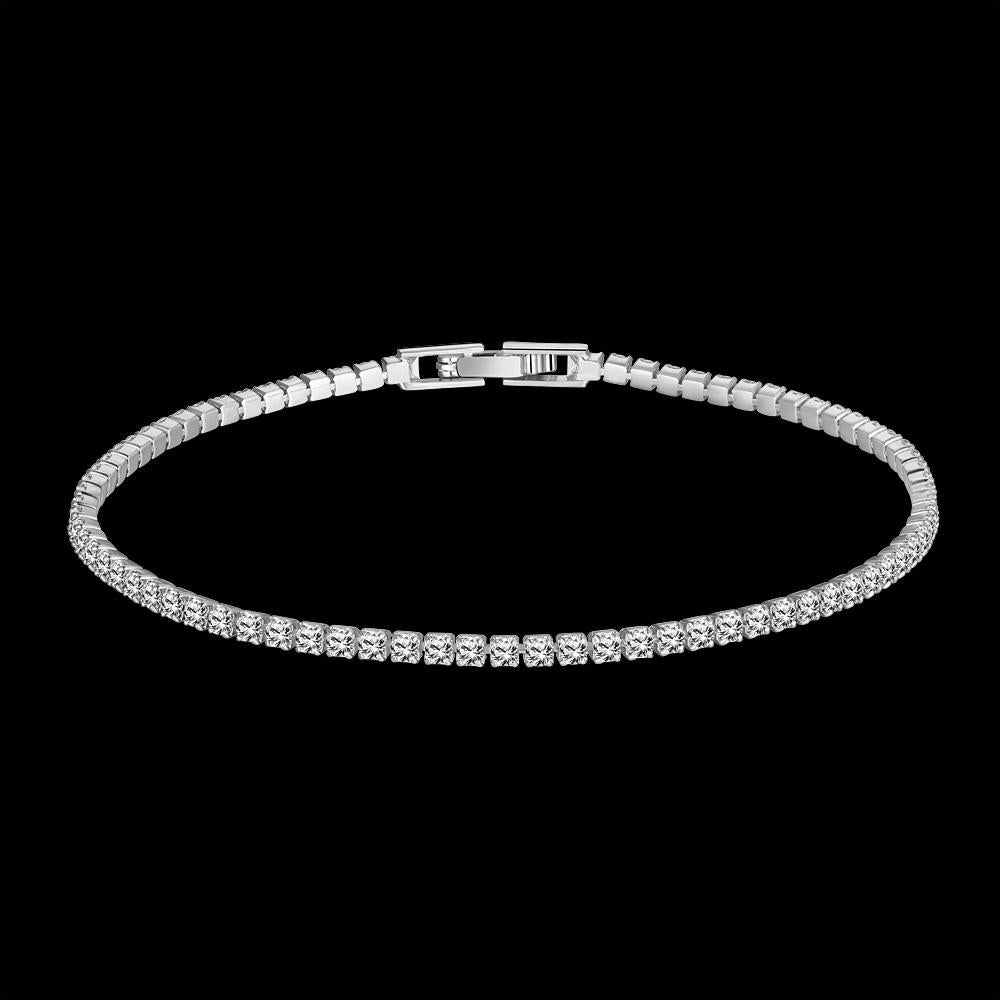 Tennis Necklace and Bracelet Set made With Luxe Crystals with Luxe Box - 18K White ITALY Design