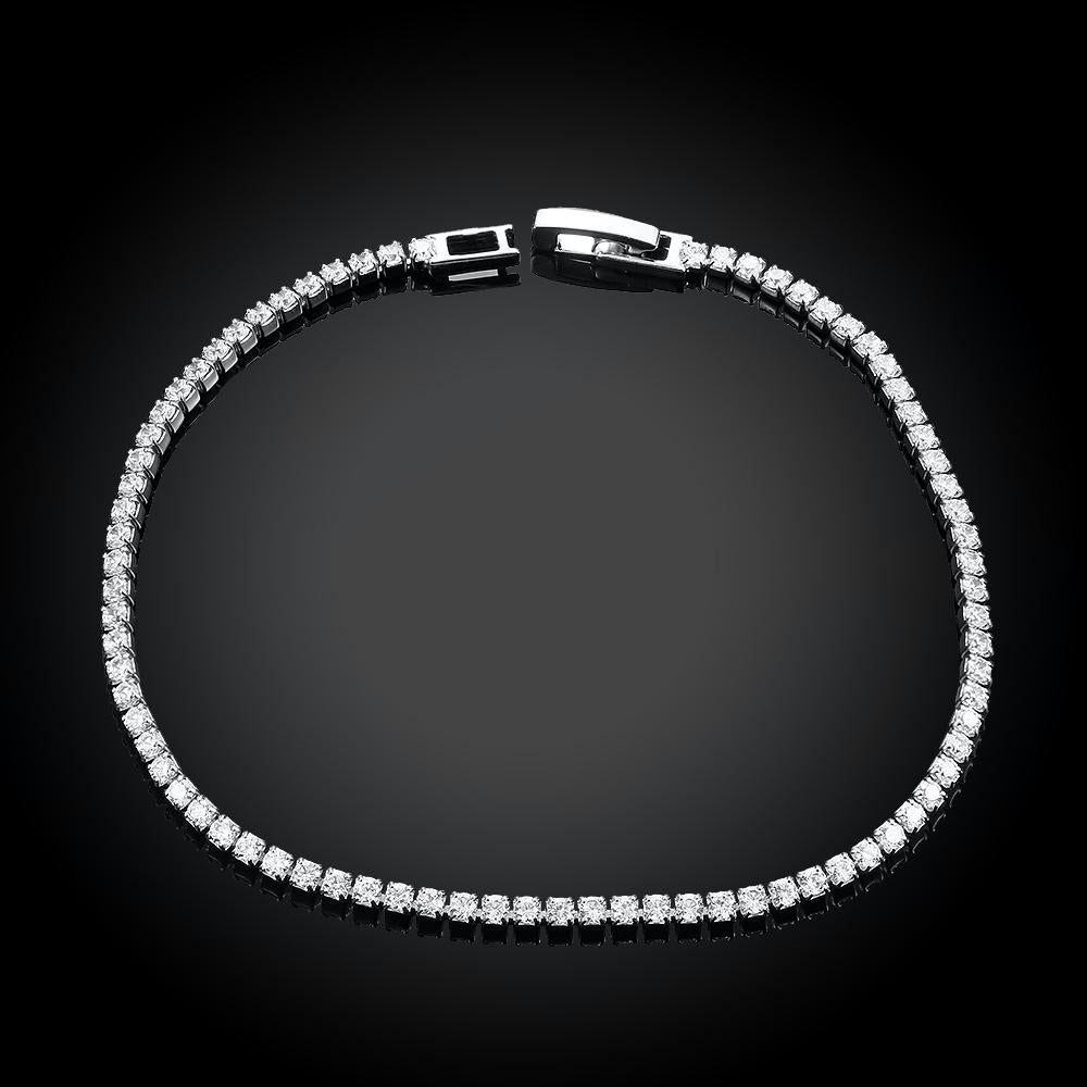 Tennis Necklace and Bracelet Set made With Luxe Crystals with Luxe Box - 18K White ITALY Design