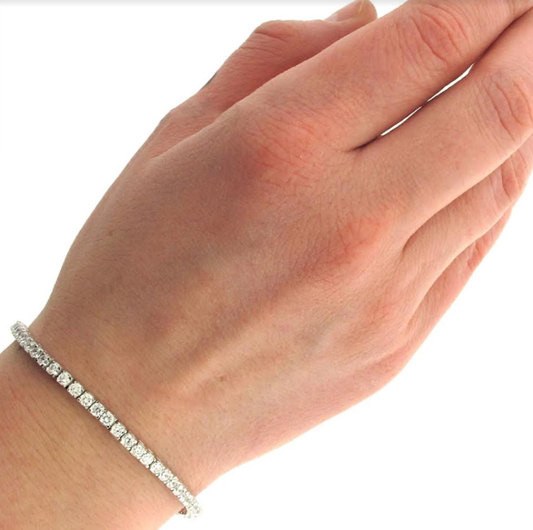 Tennis Necklace and Bracelet Set made With Luxe Crystals with Luxe Box - 18K White ITALY Design