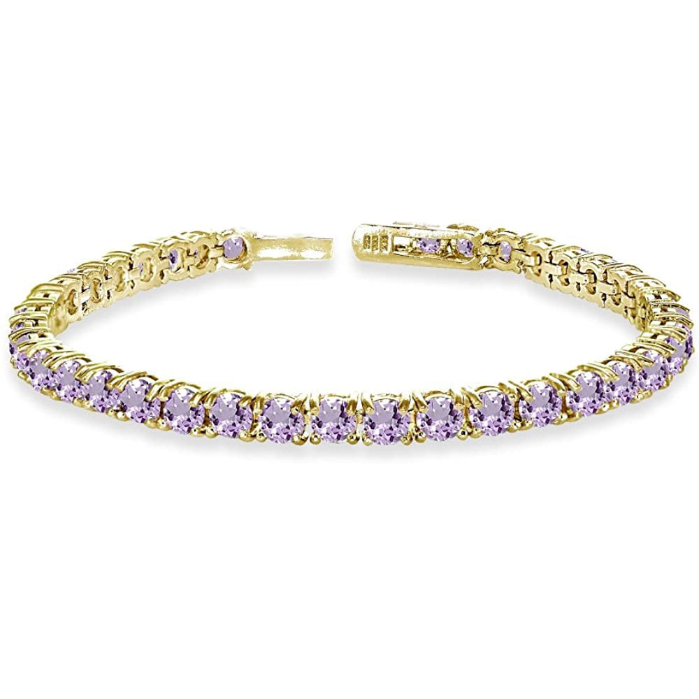 8.00 Cttw  Amethyst Crystal Tennis Bracelet in Silvertone ITALY (10+ Options)