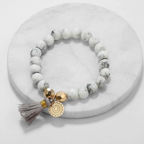 Marble Filligree Tassel Stretch 4PC Bracelet ITALY Design