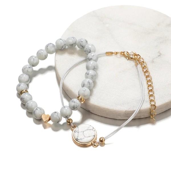 Marble Filligree Tassel Stretch 4PC Bracelet ITALY Design