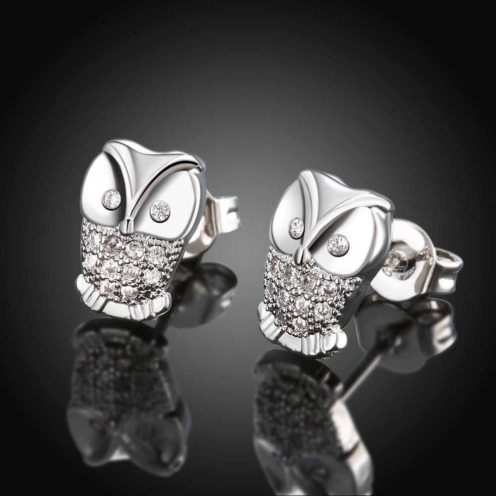 Elements Pav'e Owl Studs in Silvertone