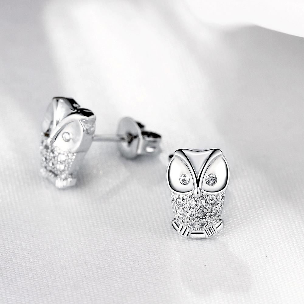 Luxe Elements Pav'e Owl Studs in Silvertone ITALY Design