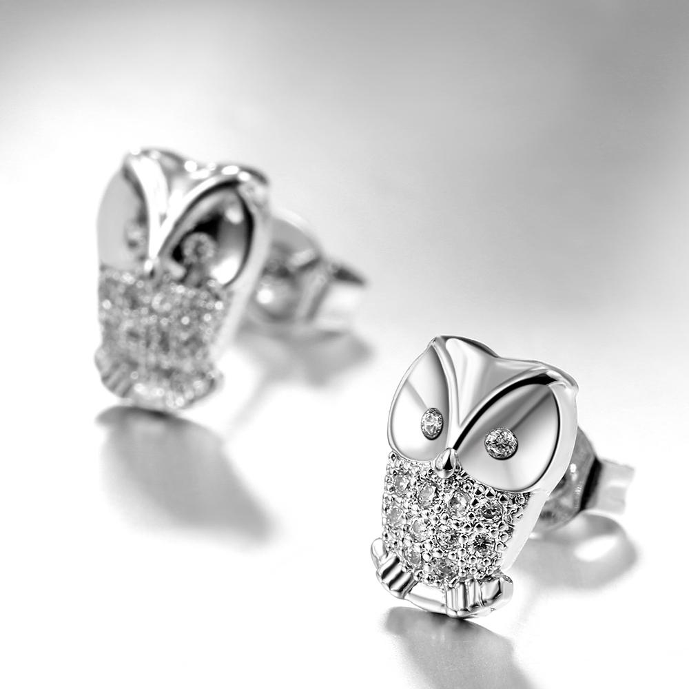 Elements Pav'e Owl Studs in Silvertone