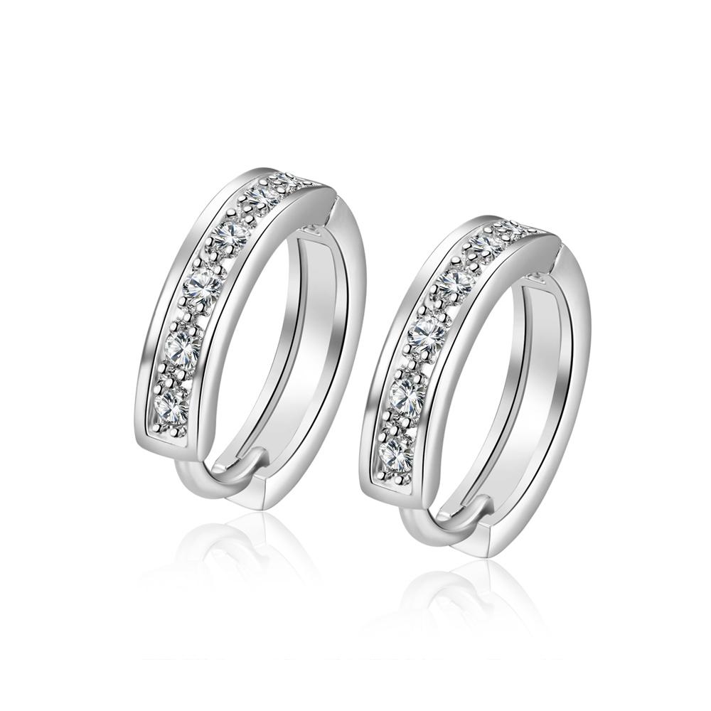 Crystal Pave Huggie Earring in  Silvertone