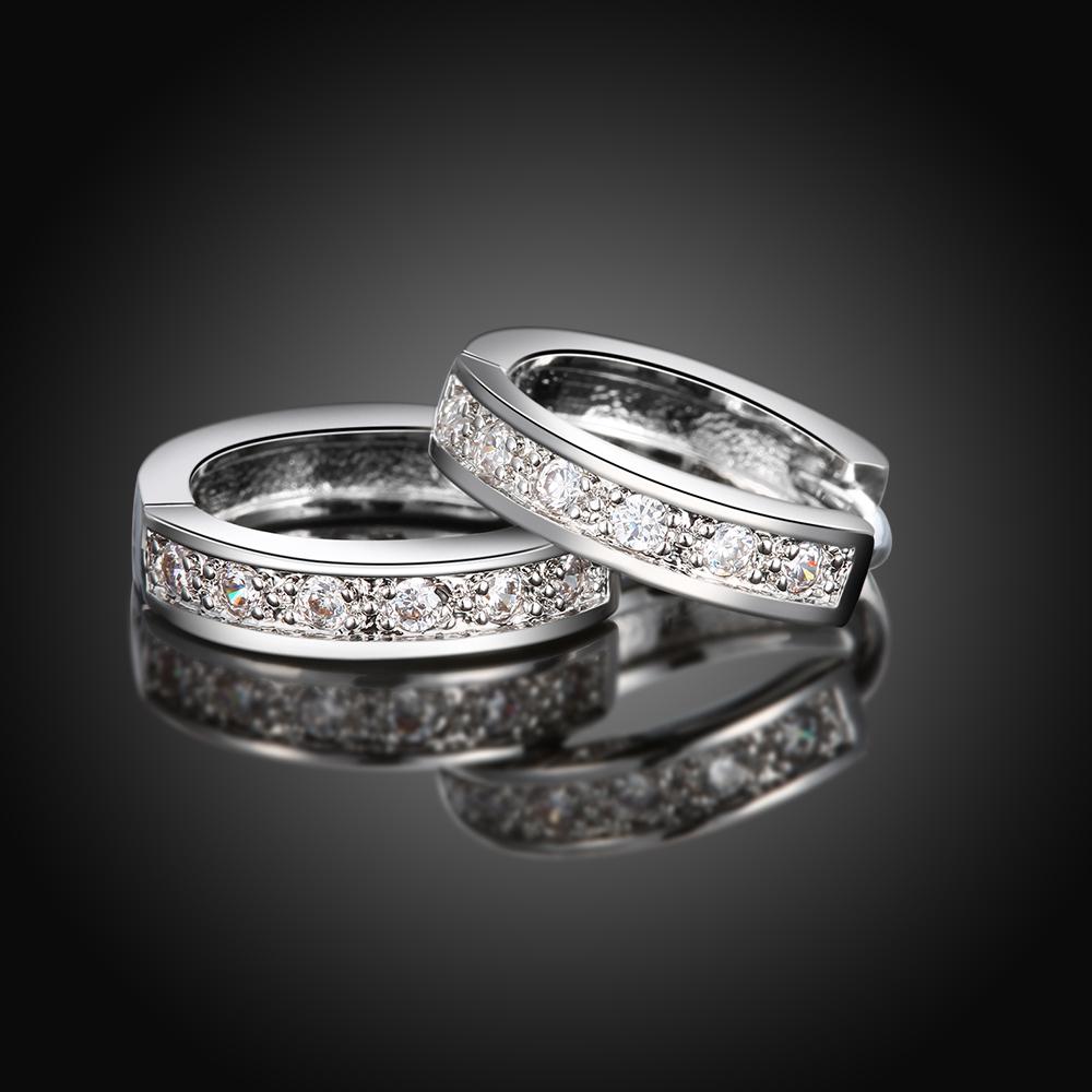 Crystal Huggie Earring in White Gold Plated