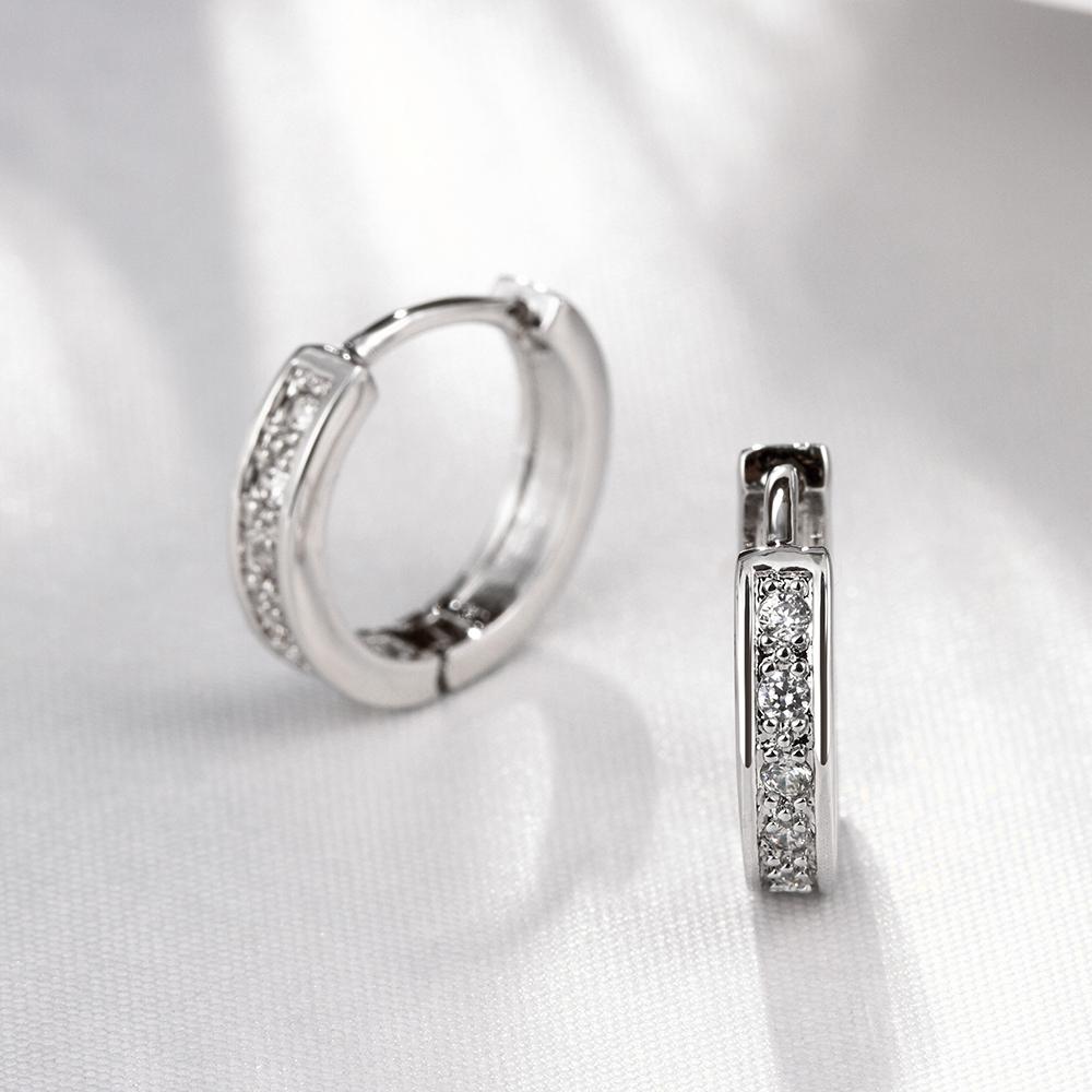 Crystal Huggie Earring in White Gold Plated