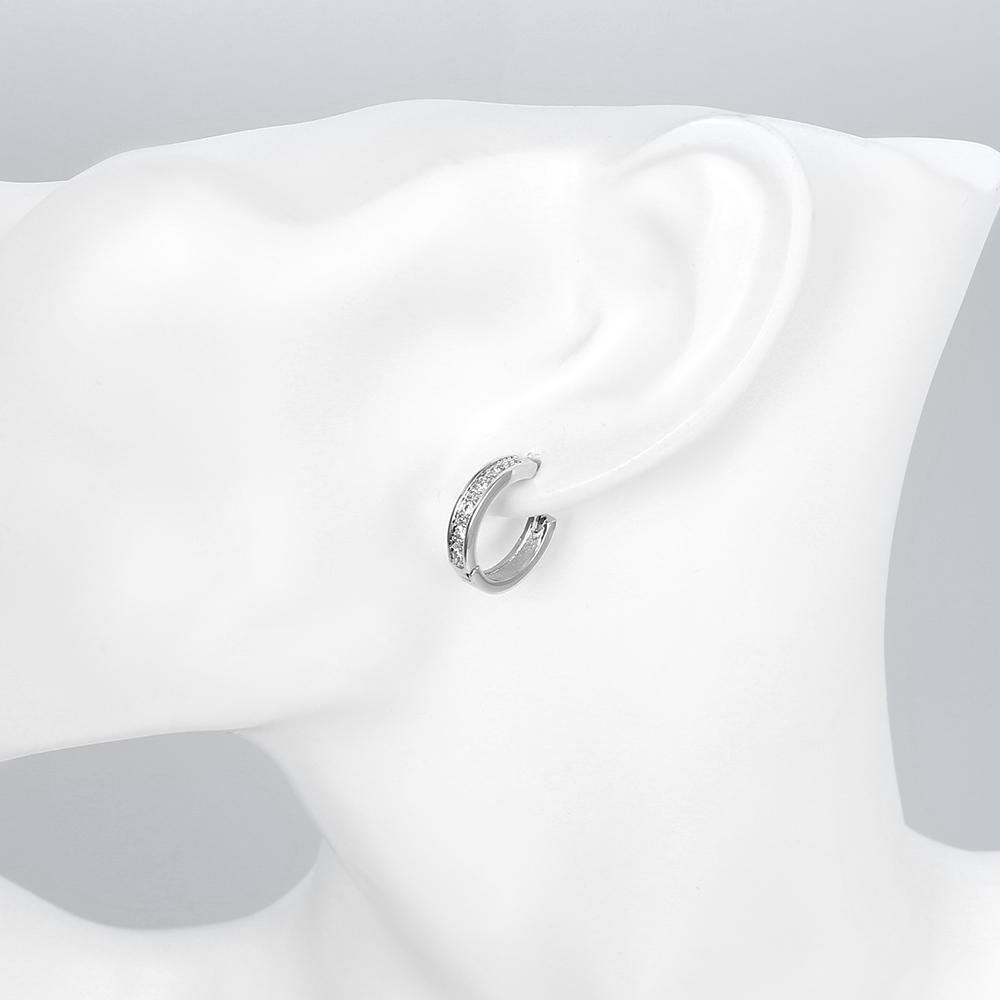 Crystal Pave Huggie Earring in  Silvertone