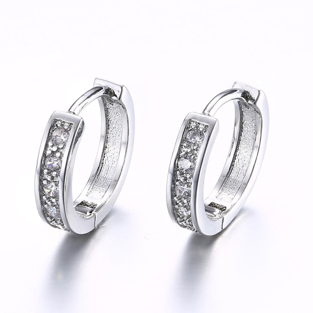 Crystal Huggie Earring in White Gold Plated