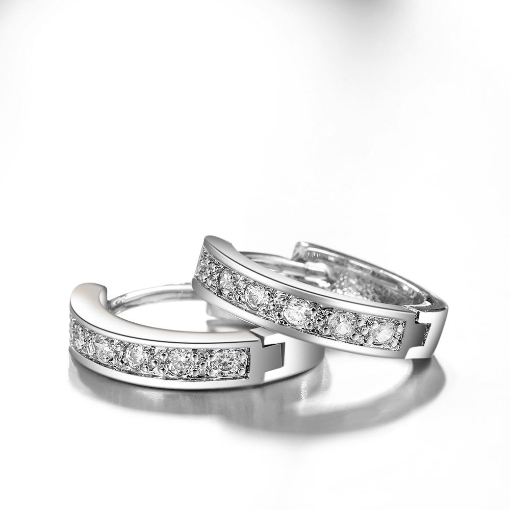 Crystal Huggie Earring in White Gold Plated