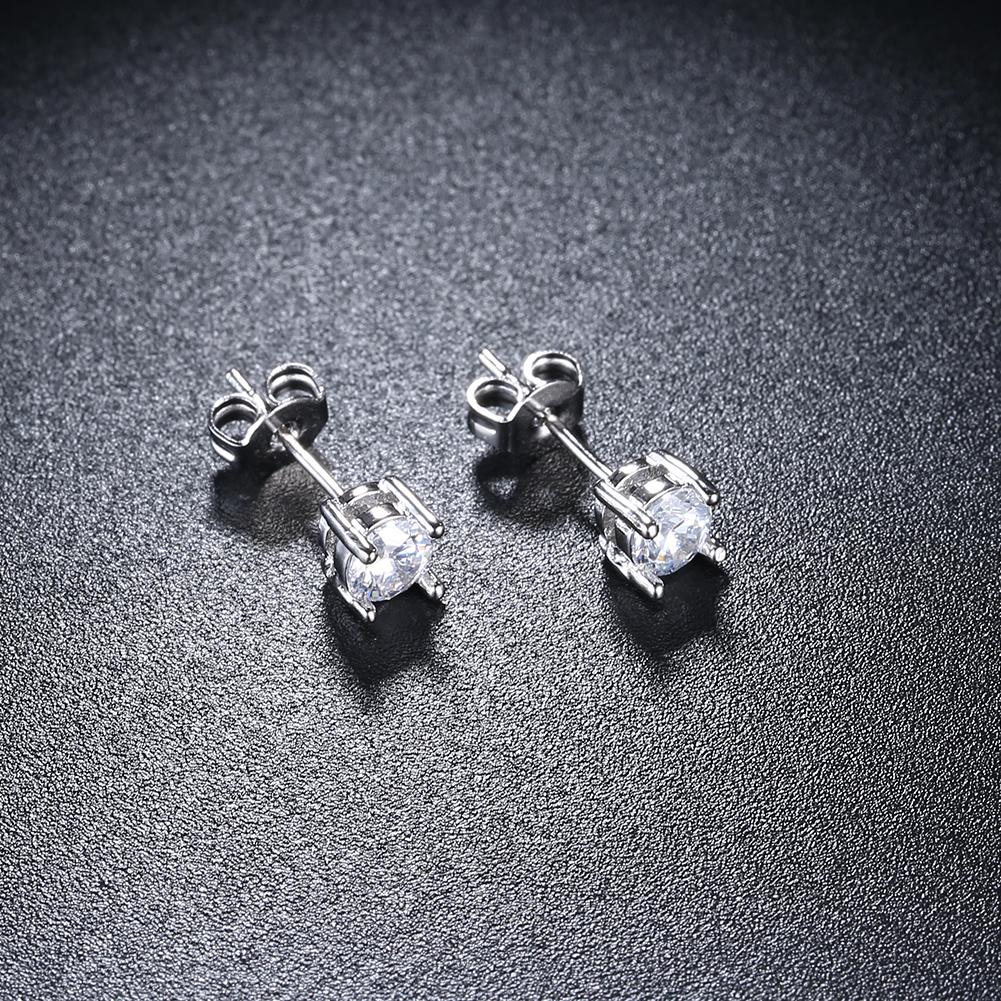 Pave Halo Disc Necklace & Stud Earring With Luxe Crystals with Luxe Box - Silvertone ITALY Design