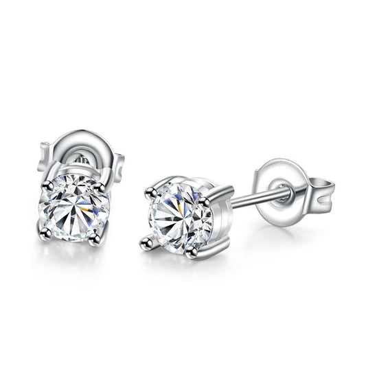 Solitaire Princess Cut  Elements Studs in 18K White