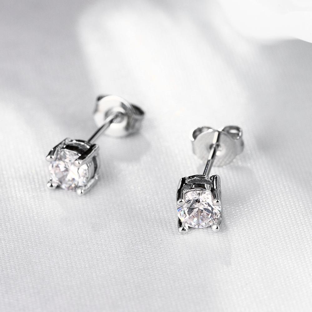 Solitaire Princess Cut  Elements Studs in 18K White