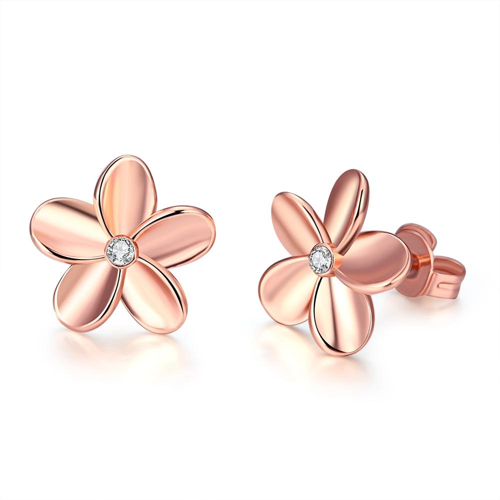 Crystal Flower Stud Earring - RoseGoldtone