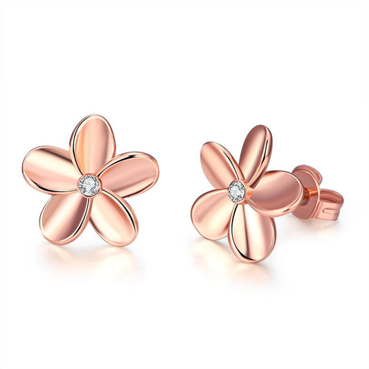 Crystal Flower Stud Earring - RoseGoldtone