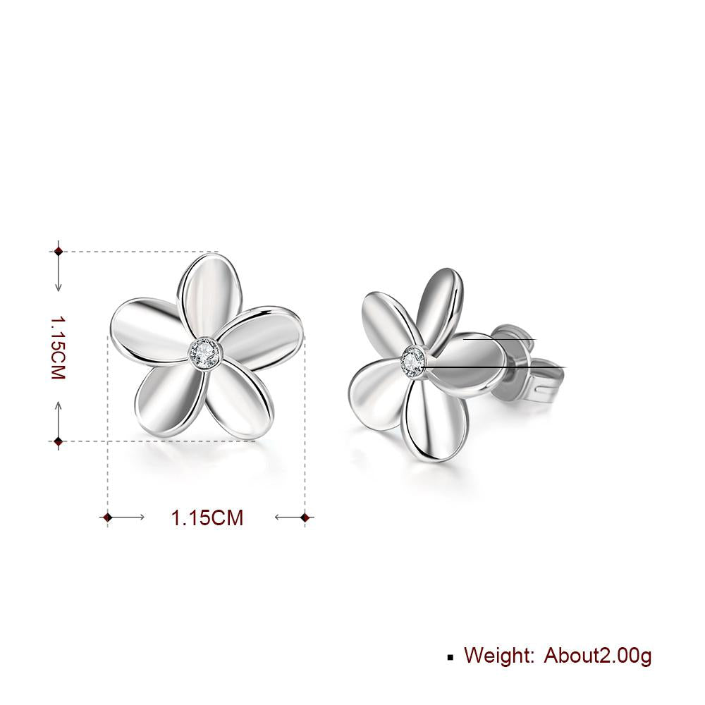 Crystal Flower Stud Earring in  Silvertone
