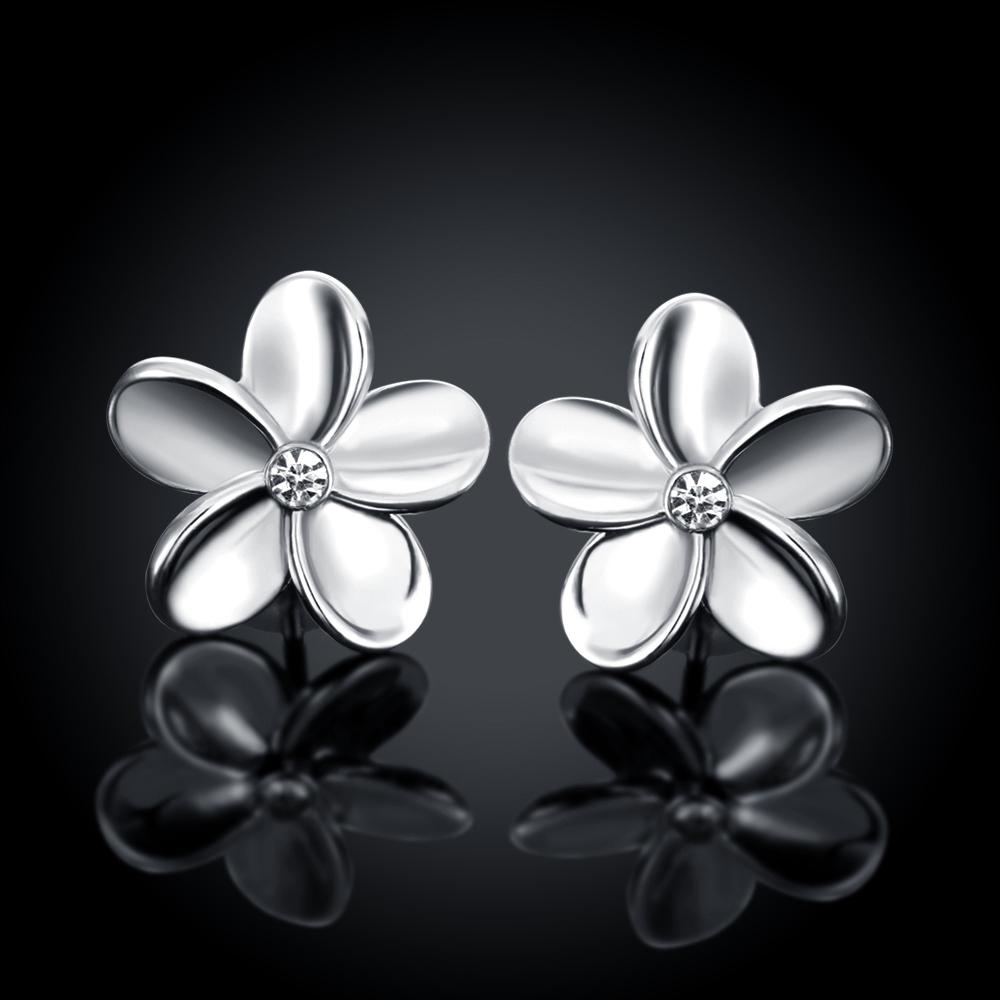 Crystal Flower Stud Earring in  Silvertone