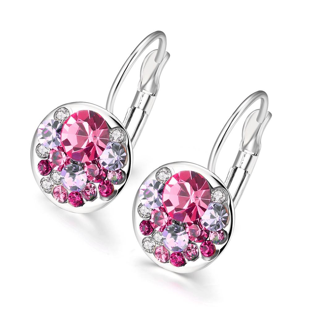 Pink Periwrinkle  Leverback Earrings in Silvertone