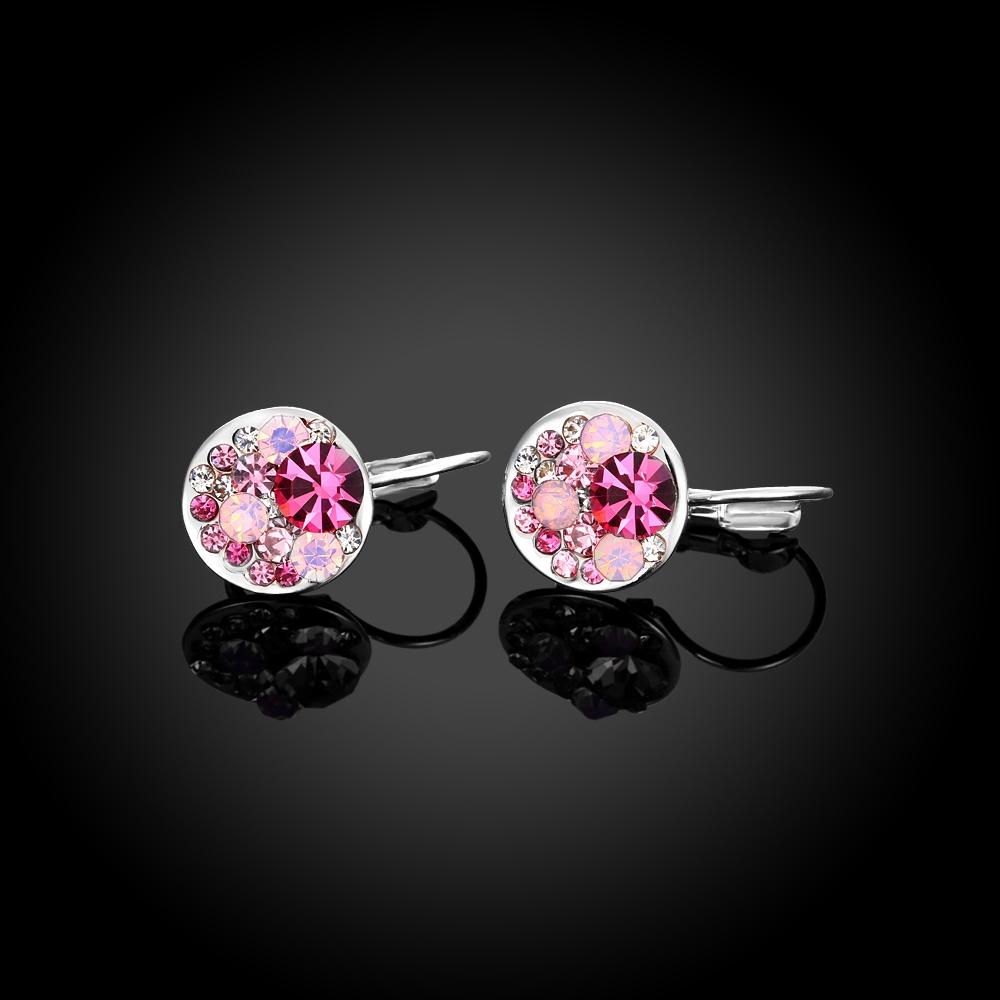 Pink Periwrinkle  Leverback Earrings in Silvertone