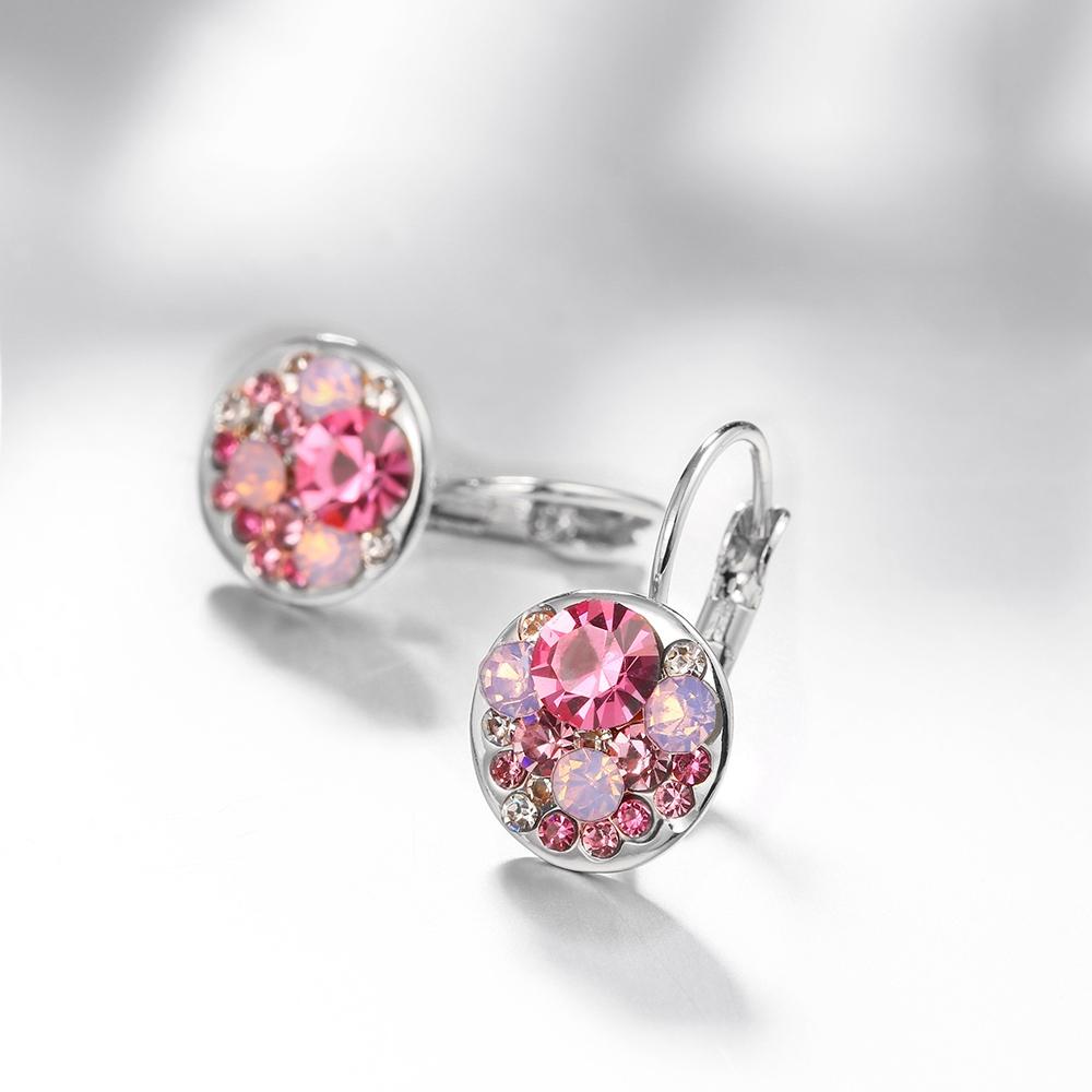 Pink Periwrinkle  Leverback Earrings in Silvertone