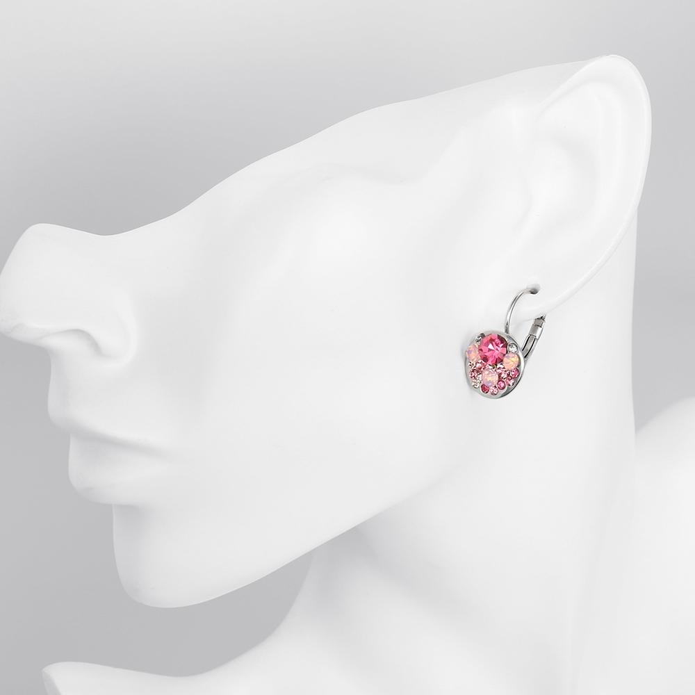Pink Periwrinkle  Leverback Earrings in Silvertone