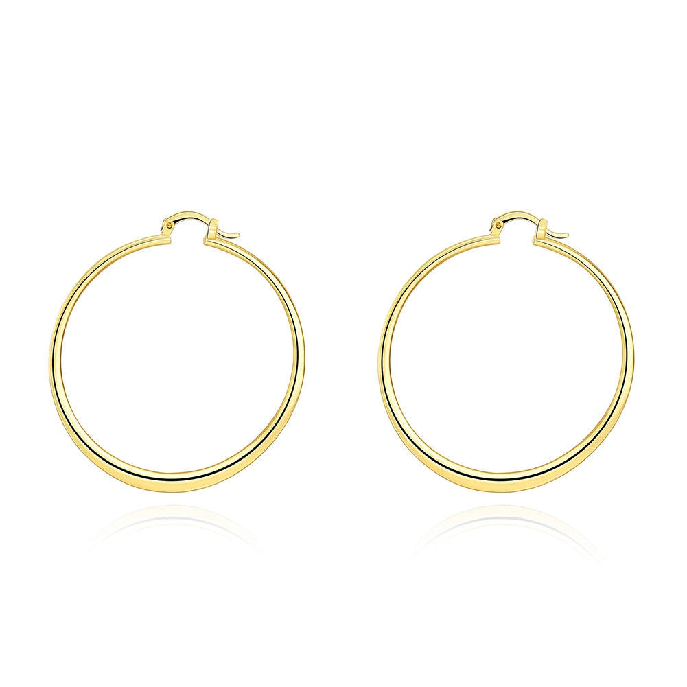 Goldtone Plated Sleek Classic Test Tube Hoop Earrings
