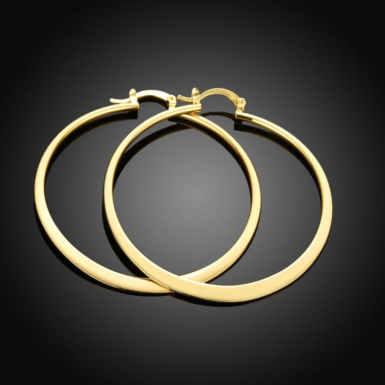 Goldtone Plated Sleek Classic Test Tube Hoop Earrings