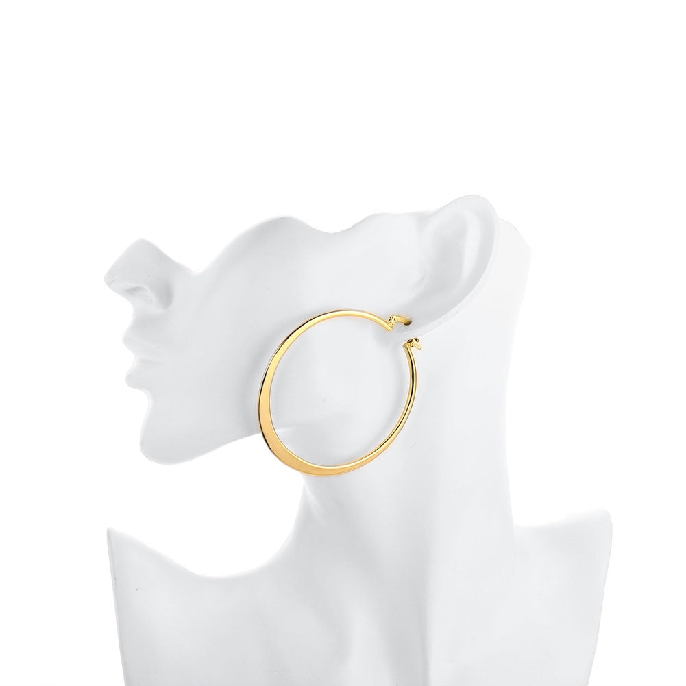 Goldtone Plated Sleek Classic Test Tube Hoop Earrings