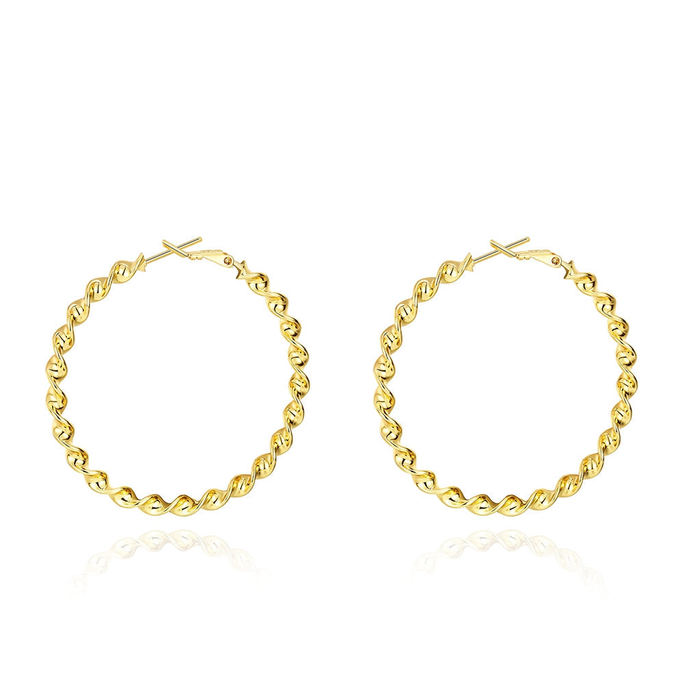 Goldtone Tone  Twisted Abstract Hoop Earrings