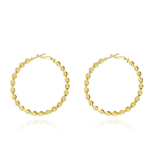 Goldtone Tone  Twisted Abstract Hoop Earrings