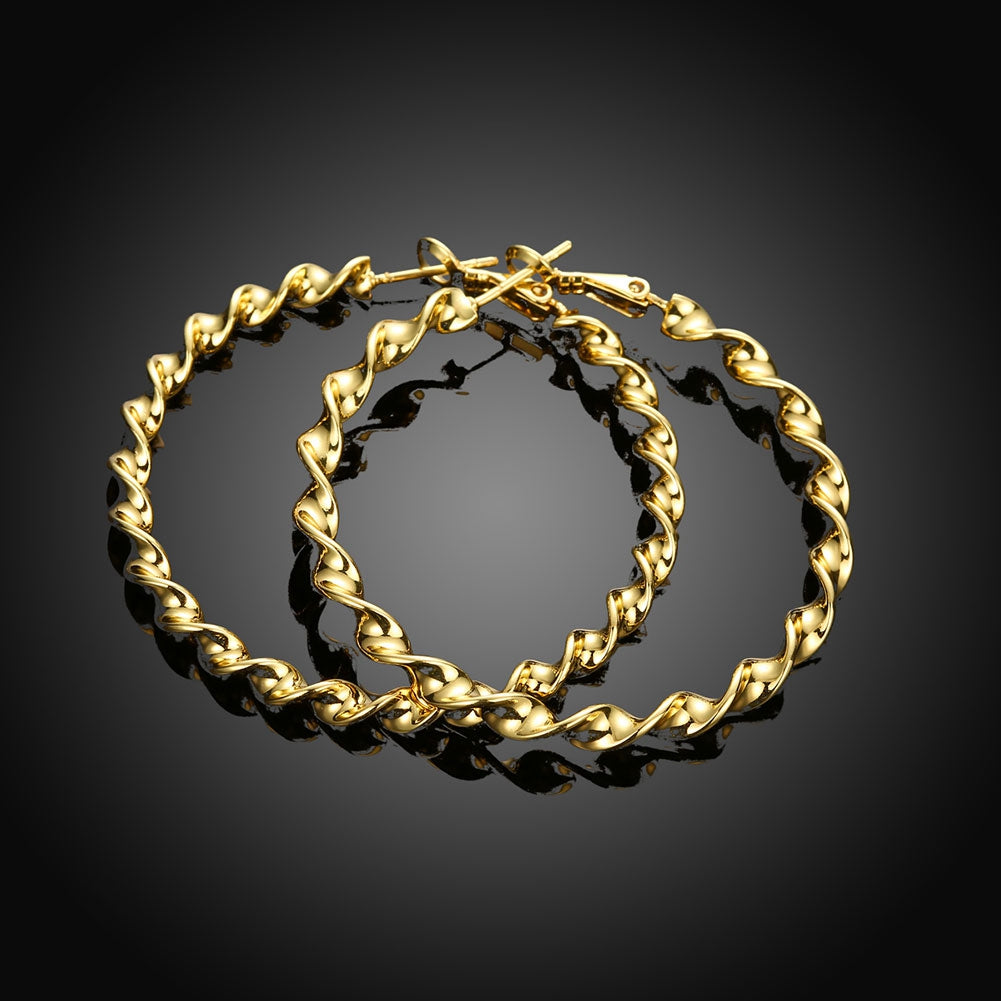 Goldtone Tone  Twisted Abstract Hoop Earrings