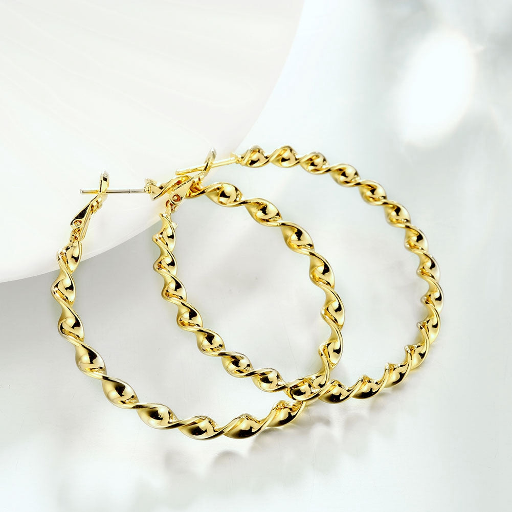Goldtone Tone  Twisted Abstract Hoop Earrings