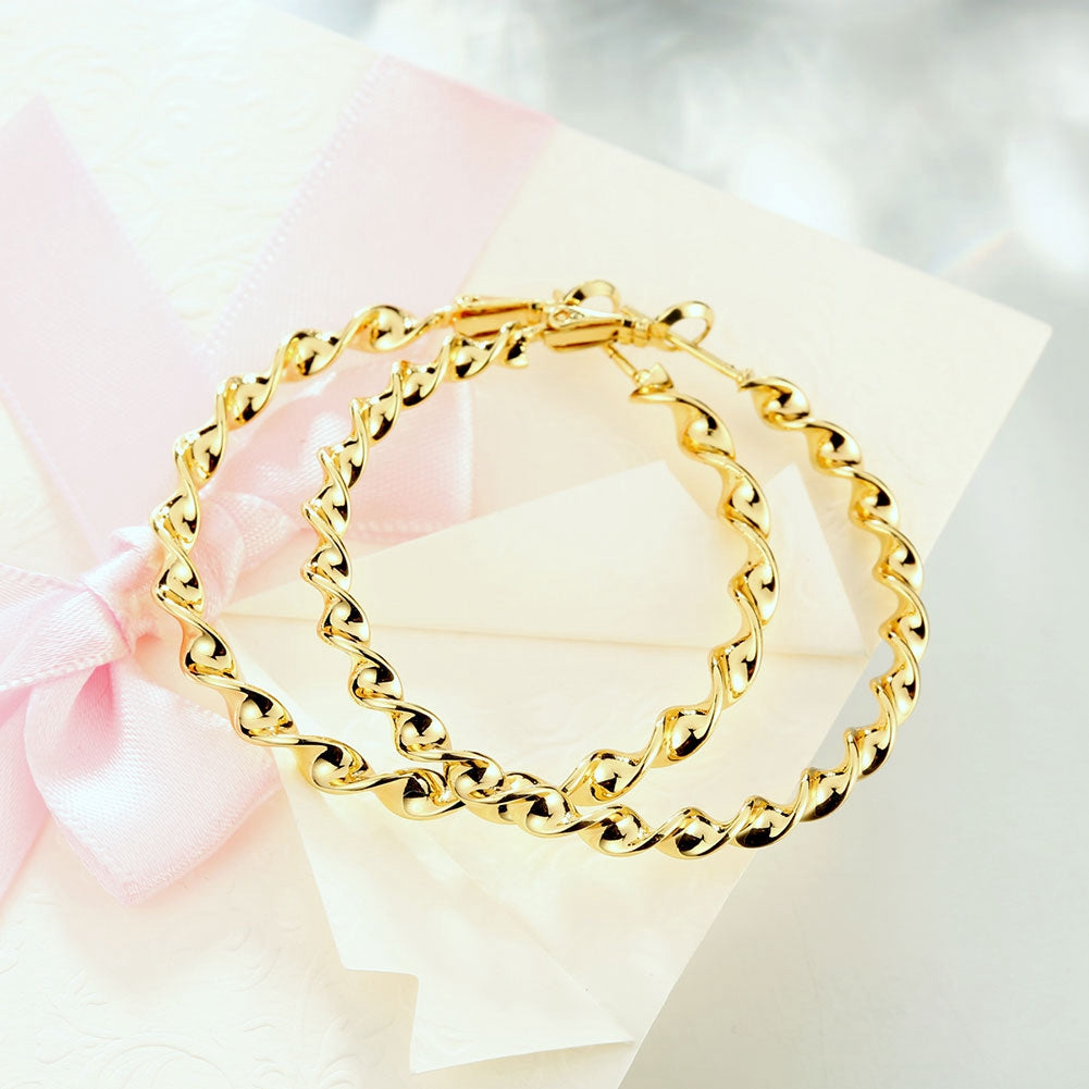 Goldtone Tone  Twisted Abstract Hoop Earrings