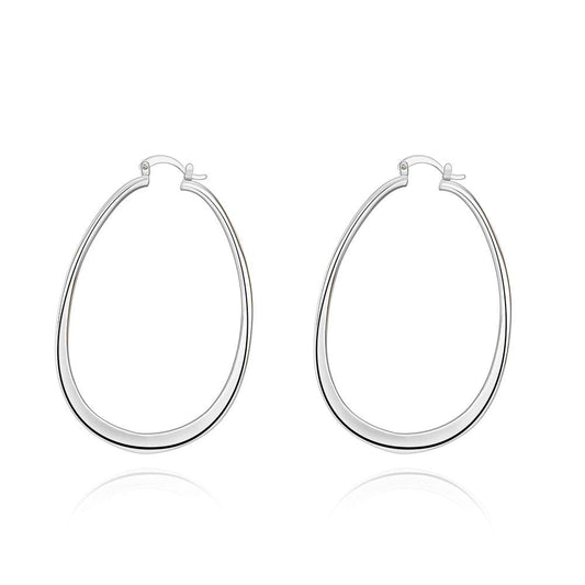 3" Oval Hoop French Lock Earrings in  Silvertone, Hoop Earring, Riakoob Jewelry, Riakoob Jewelry  jewelryjewelry deals, swarovski crystal jewelry, groupon jewelry,, jewelry for mom, 