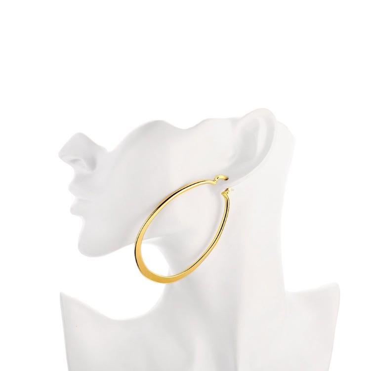 Goldtone Large Flat Hoop Earring 68mm (available in 3 colors) - Riakoob Jewelry