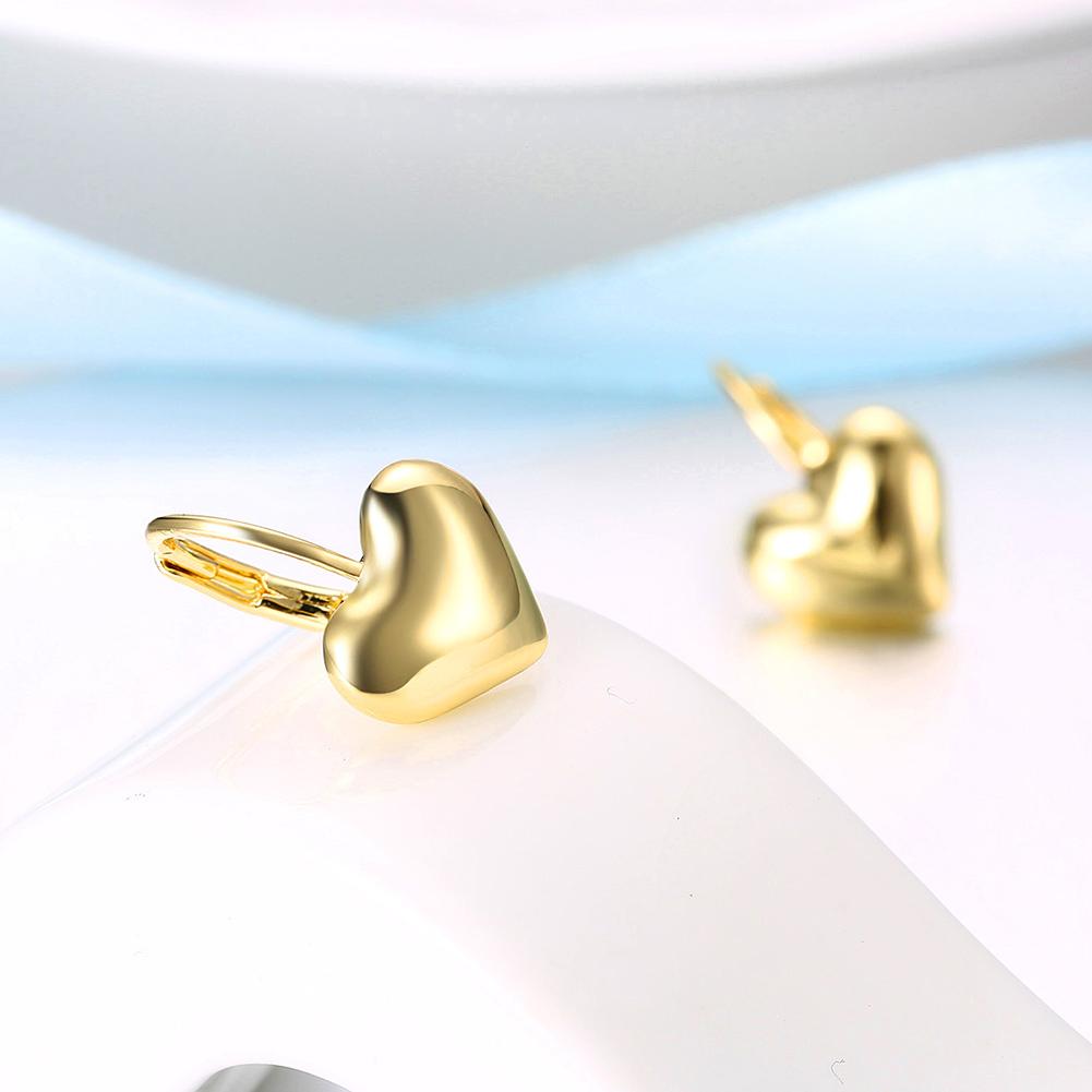 Goldtone Classic Heart Huggie Earrings ITALY Design