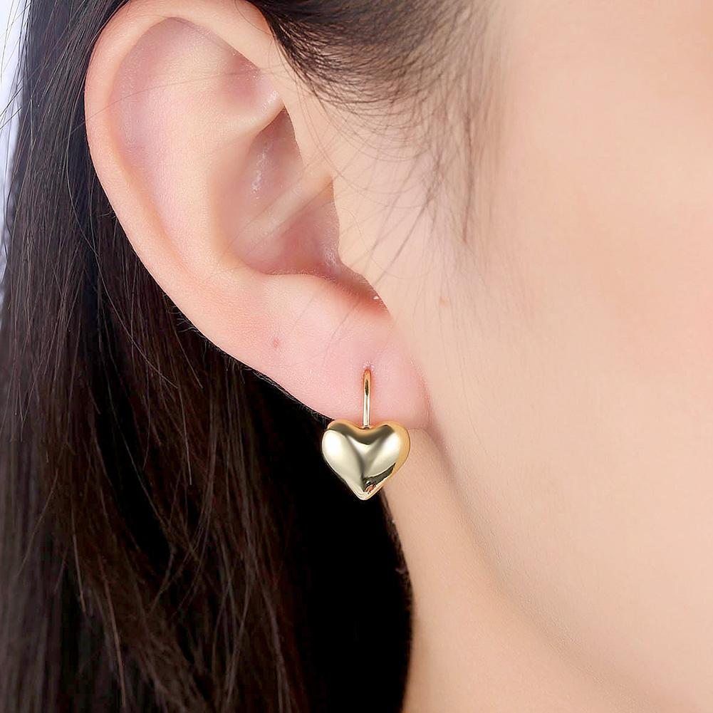 Goldtone Classic Heart Huggie Earrings ITALY Design