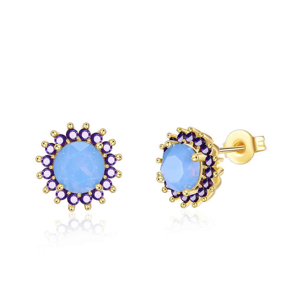 Oceanic Opal Blossoming Stud Earrings in Goldtone