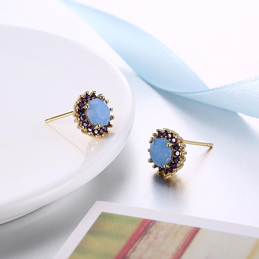 Oceanic Opal Blossoming Stud Earrings in Goldtone