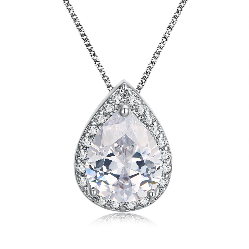 5.00 CT Teardrop Pave Necklace in  Silvertone, Necklace, Riakoob Jewelry, Riakoob Jewelry  jewelryjewelry deals, swarovski crystal jewelry, groupon jewelry,, jewelry for mom, 