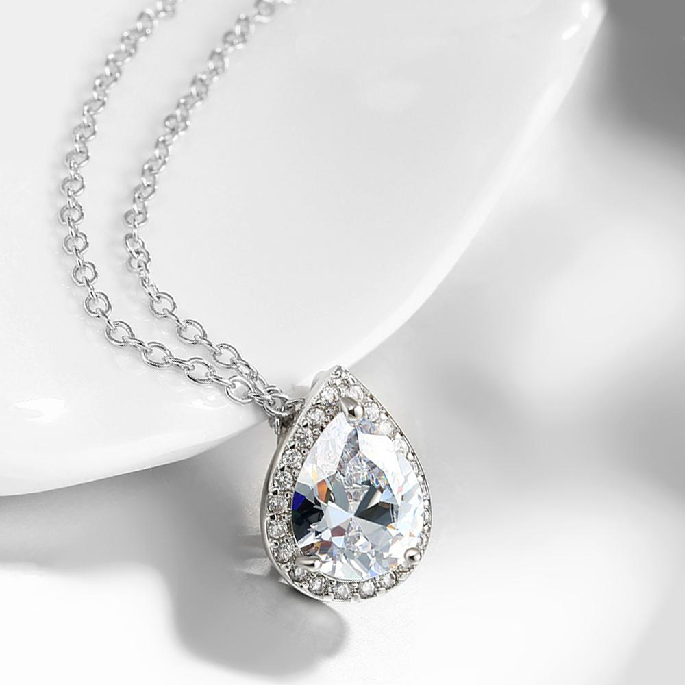 5.00 CT Teardrop Pave Necklace in  Silvertone, Necklace, Riakoob Jewelry, Riakoob Jewelry  jewelryjewelry deals, swarovski crystal jewelry, groupon jewelry,, jewelry for mom, 