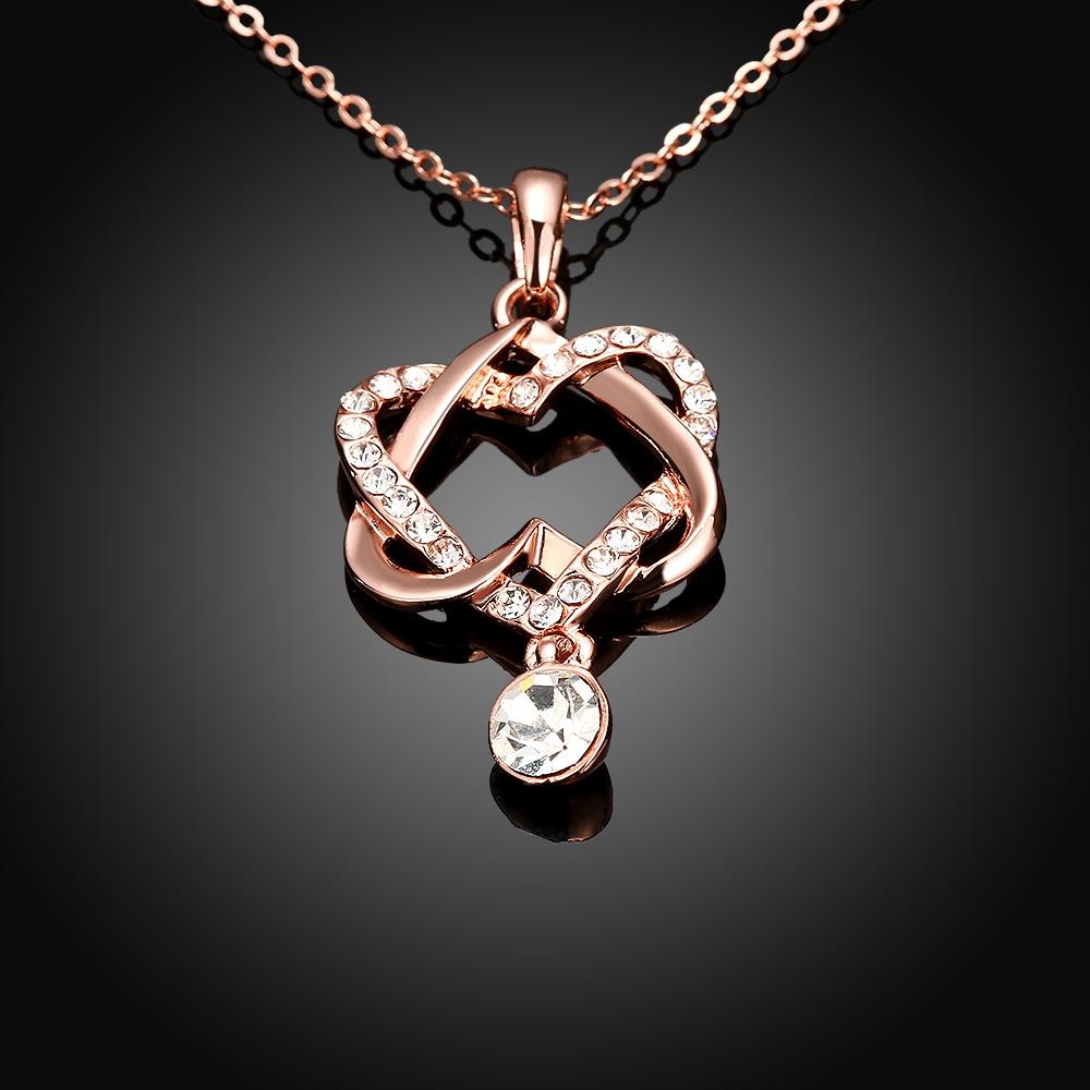 Crystal Double Heart Necklace in Rosegoldtone