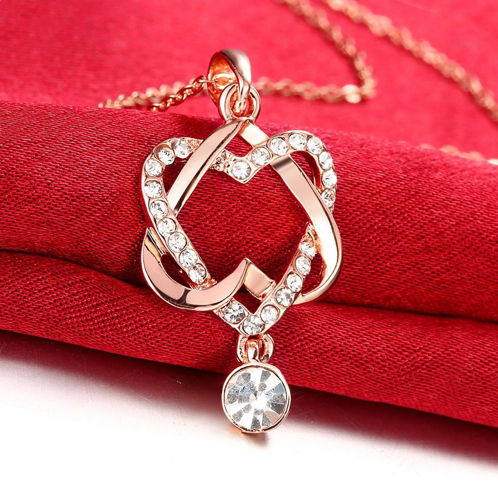 Crystal Double Heart Necklace in Rosegoldtone