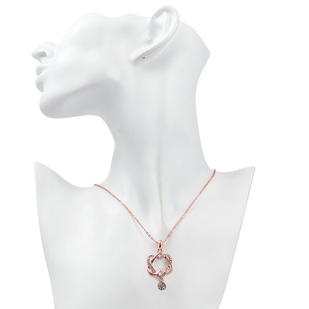 Intertwined Heart Necklace in Rosegoldtone  Crystals