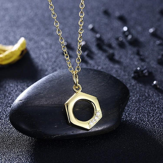 Elements Honeycomb Pendant Necklace in Goldtone Tone