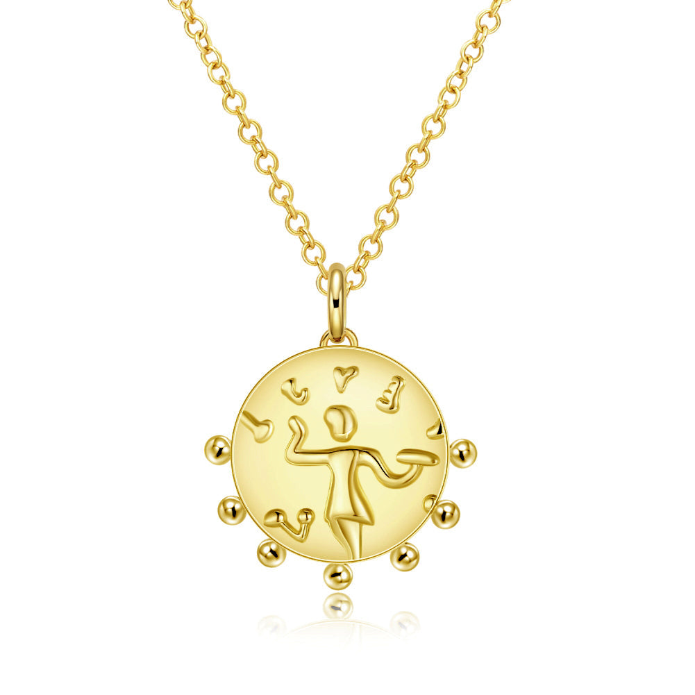 Goldtone Plated Medallion Aztec Pendant Necklace