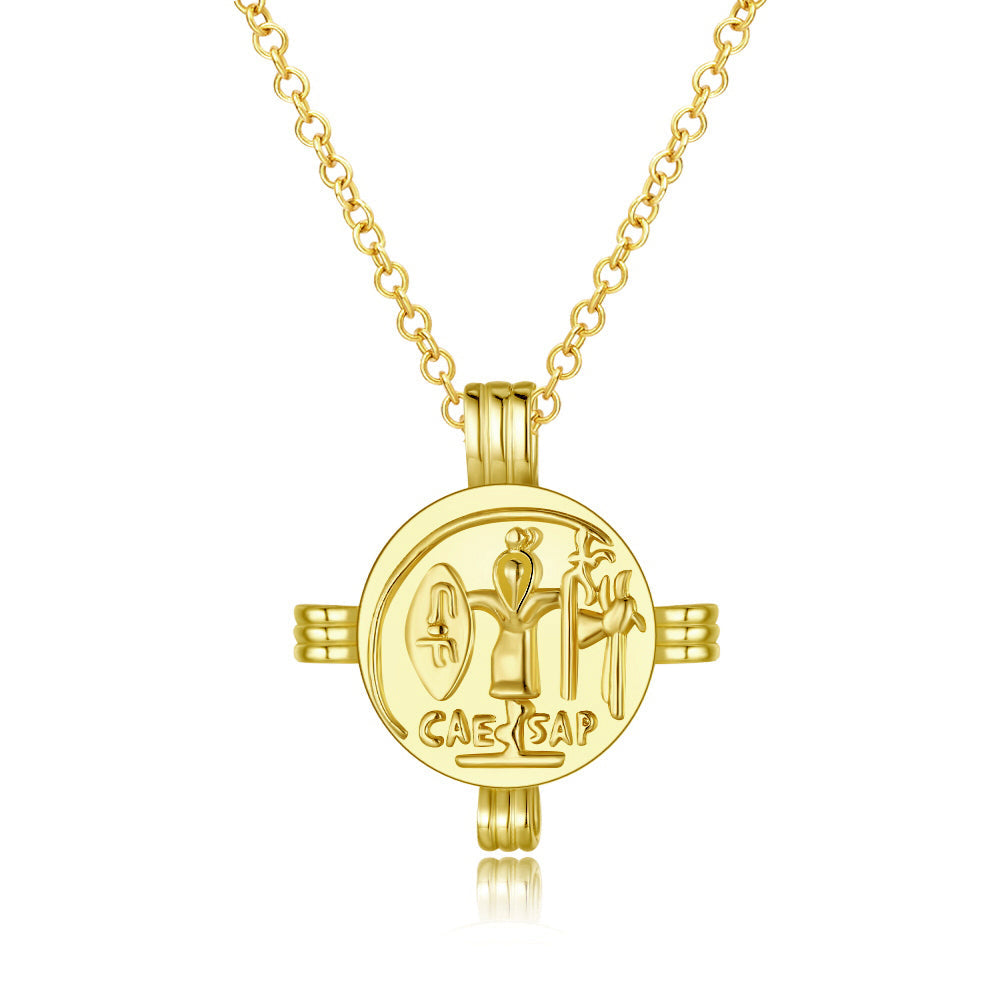 Goldtone Tone  Ceaser Palace Medallion Pendant Necklace